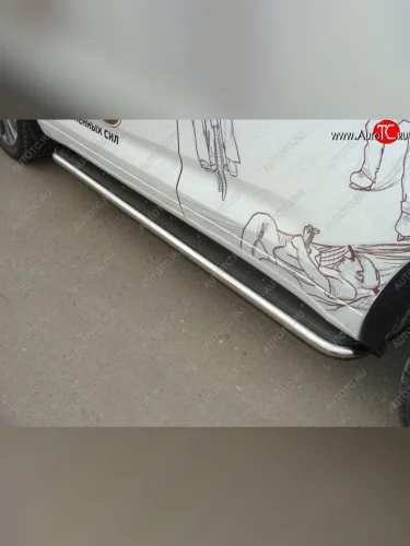 Пороги с площадкой 42,4 мм ТСС Тюнинг Toyota Highlander XU50 рестайлинг (2016-2020)