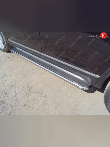 Пороги с площадкой 42,4 мм ТСС Тюнинг Volkswagen Teramont 1 CA1 дорестайлинг (2016-2020)