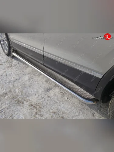 Пороги с площадкой 42,4 мм ТСС Тюнинг Volkswagen Tiguan Mk2 дорестайлинг (2016-2020)