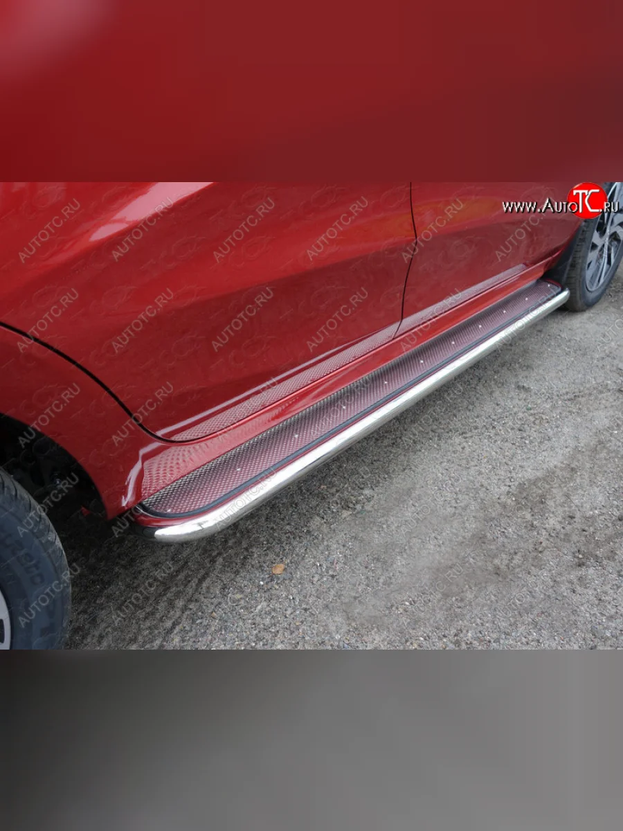 Пороги с площадкой 42,4 мм ТСС Тюнинг Лада ВАЗ XRAY (2016-2022) (нержавейка)  в Керчи Республика Крым