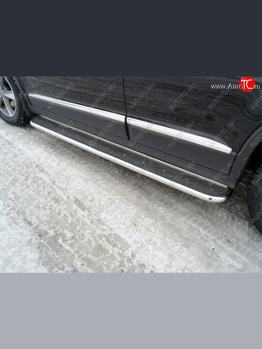 Пороги с площадкой 42,4 мм ТСС Тюнинг Haval M6 (2021-2025) (нержавейка)  в Воронеже Воронежской области