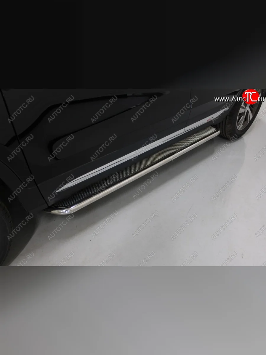 Пороги с площадкой 42,4 мм ТСС Тюнинг Changan CS75 1-ый рестайлинг (2018-2022) (нержавейка)  в Перми Пермском крае