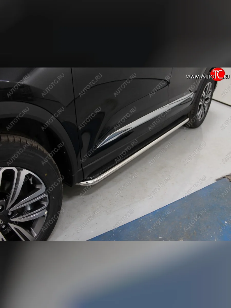 Пороги с площадкой 42,4 мм ТСС Тюнинг Chery Tiggo 8 1 T18 рестайлинг (2019-2023) (лист)  с доставкой в г. Керчь