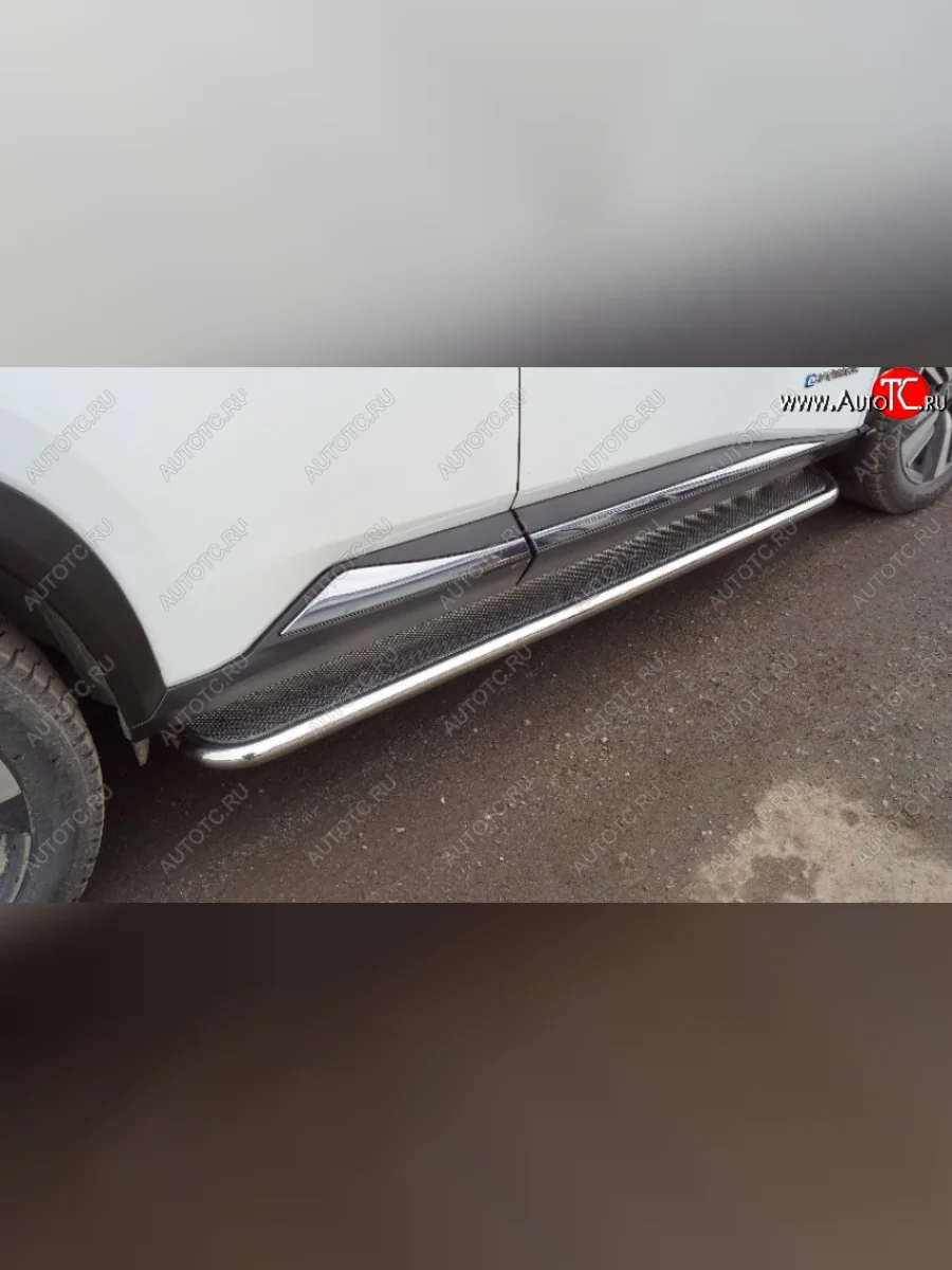 Пороги с площадкой 42,4 мм ТСС Тюнинг Nissan X-trail 4 T33 дорестайлинг (2021-2025) (нержавейка)  в Керчи Республика Крым