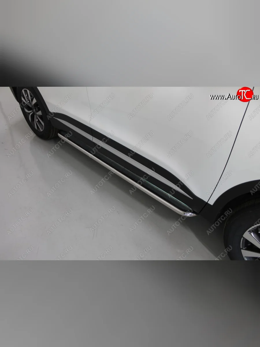 Пороги с площадкой 42,4 мм ТСС Тюнинг Chery Tiggo 7 PRO (2019-2025) (нержавейка)  в Самаре Самарской области