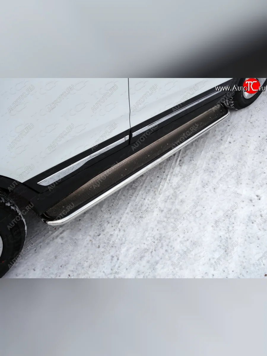 Пороги с площадкой 42,4 мм ТСС Тюнинг Chery Tiggo 5 (T21) дорестайлинг (2014-2017) (нержавейка)  в Перми Пермском крае