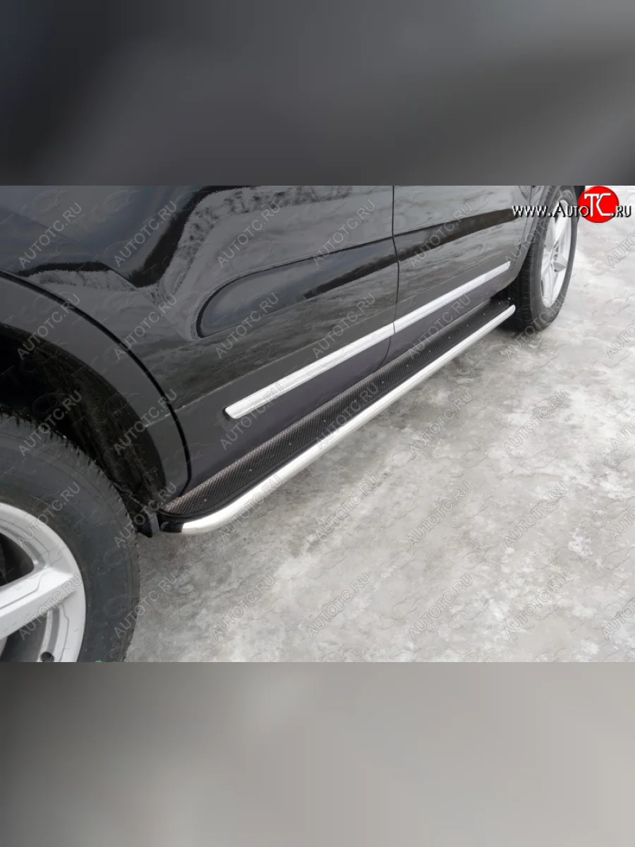 Пороги с площадкой 42,4 мм ТСС Тюнинг Ford Explorer U502 1-ый рестайлинг, 5 дв. (2015-2018) (нержавейка)  в Самаре Самарской области