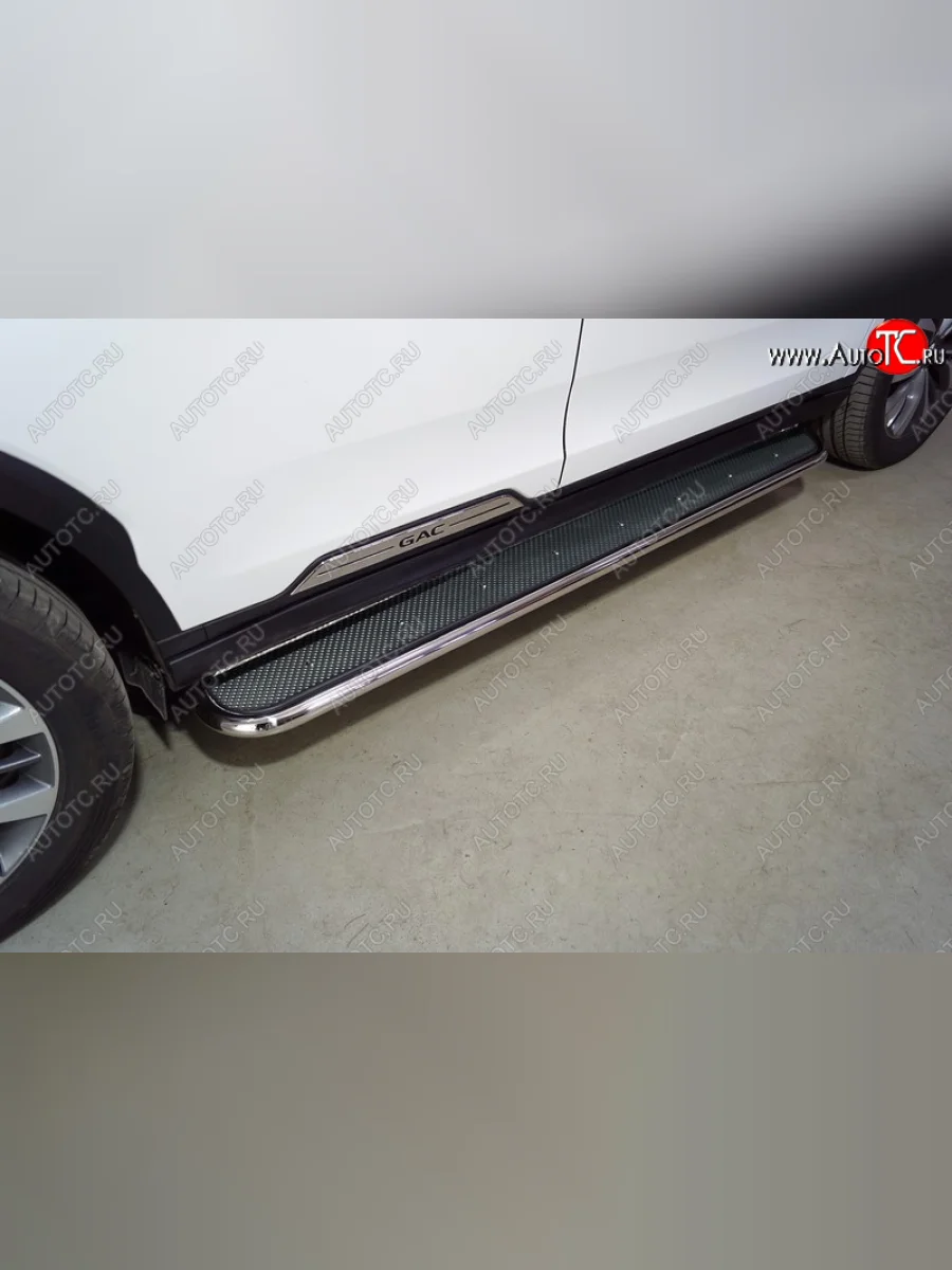 Пороги с площадкой 42,4 мм ТСС Тюнинг GAC GS8 (2016-2023) (нержавейка)  с доставкой в г. Керчь