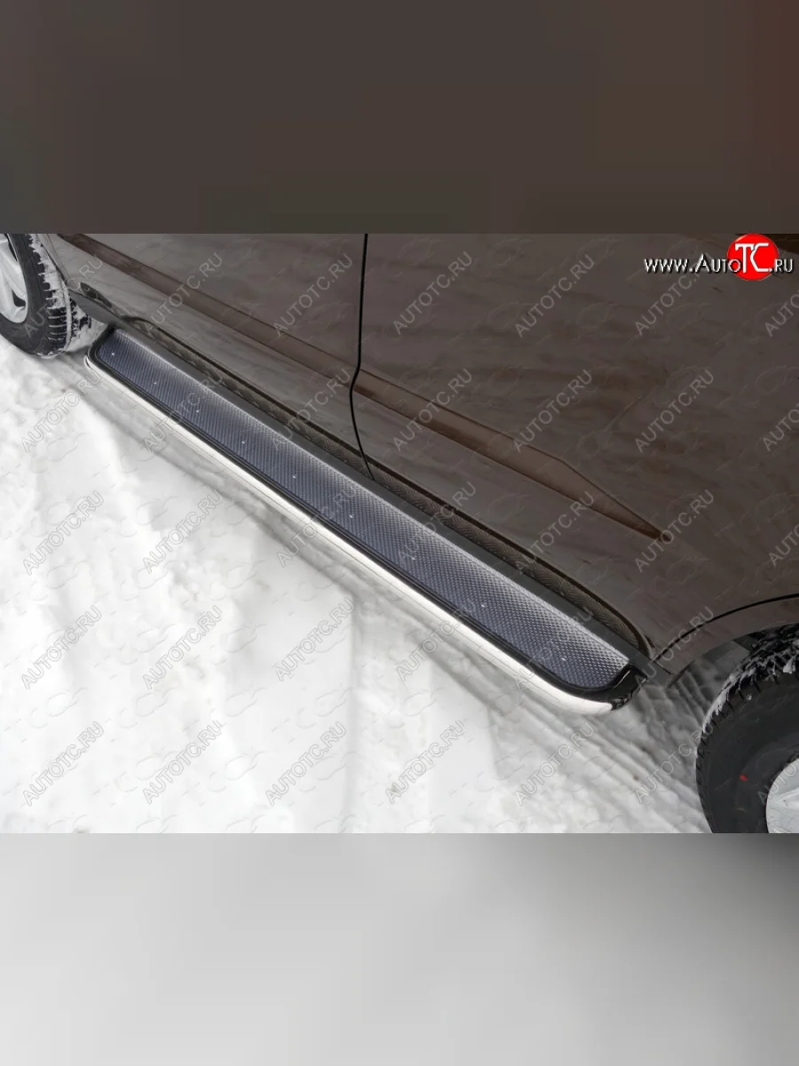 Пороги с площадкой 42,4 мм ТСС Тюнинг Geely Emgrand X7 дорестайлинг (2011-2015) (нержавейка)  с доставкой в г. Пермь