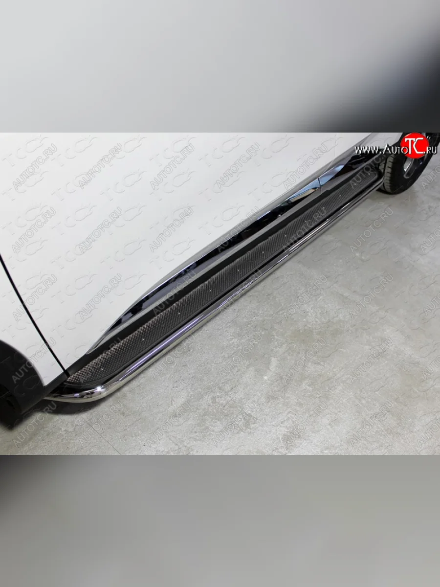 Пороги с площадкой 42,4 мм ТСС Тюнинг Haval F7  дорестайлинг (2018-2022) (нержавейка)  в Перми Пермском крае