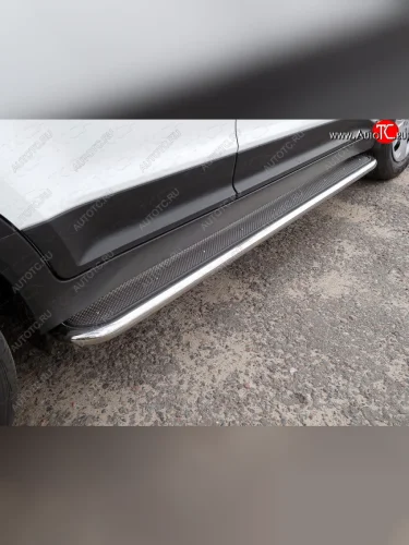 Пороги с площадкой 42,4 мм ТСС Тюнинг Hyundai Creta GS рестайлинг (2019-2021)