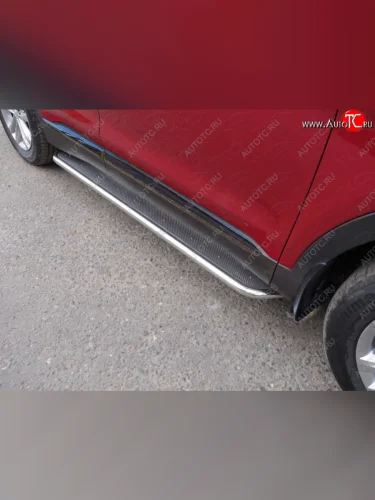 Пороги с площадкой 42,4 мм ТСС Тюнинг Hyundai Santa Fe TM дорестайлинг (2018-2021)