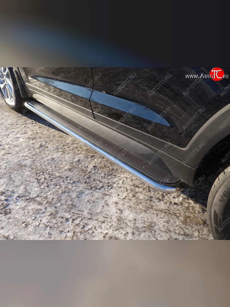 Пороги с площадкой 42,4 мм ТСС Тюнинг Hyundai Tucson TL дорестайлинг (2015-2018) (нержавейка)  в Самаре Самарской области