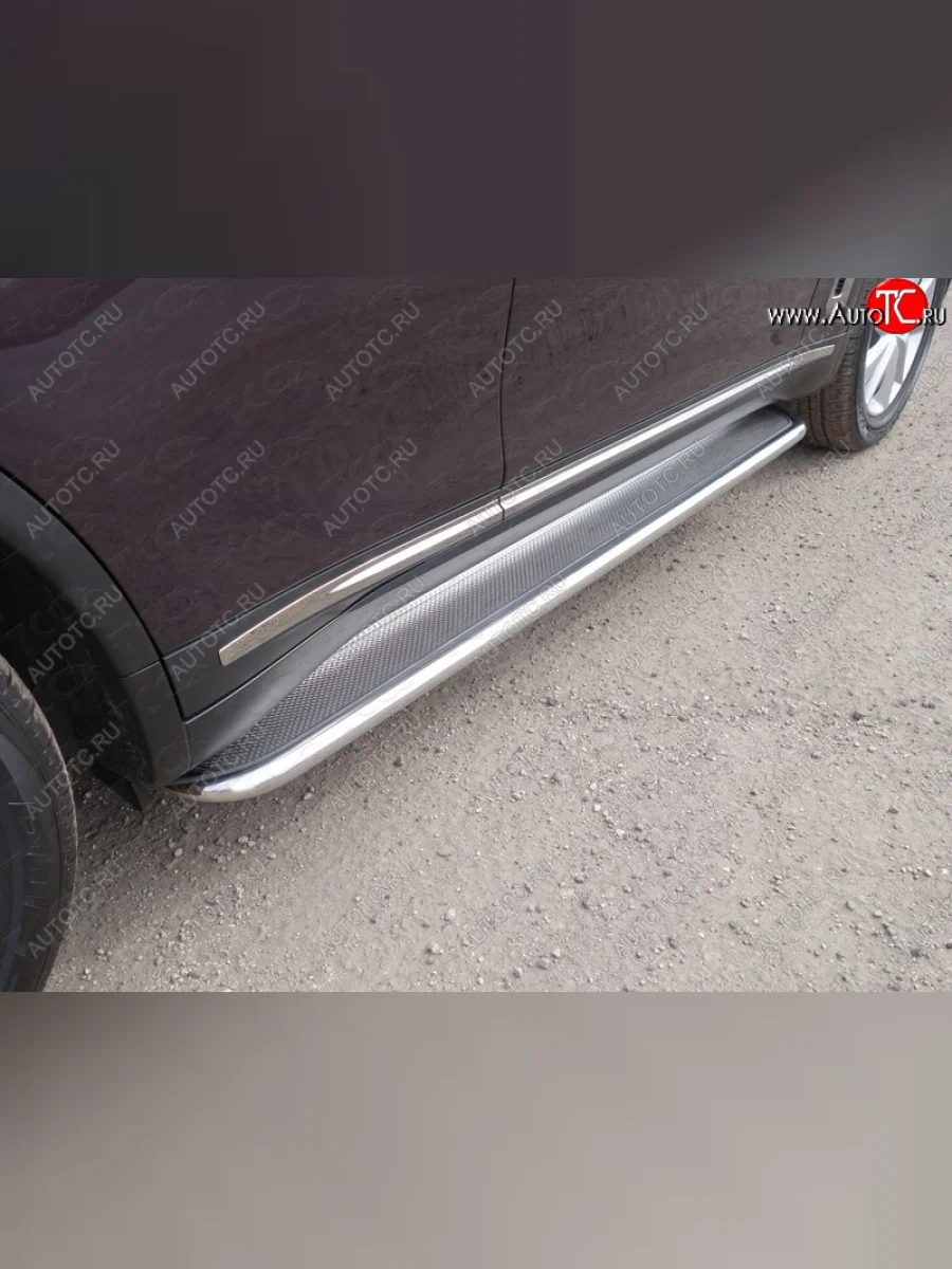 Пороги с площадкой 42,4 мм ТСС Тюнинг INFINITI QX70 S51 (2013-2020) (нержавейка)  в Керчи Республика Крым