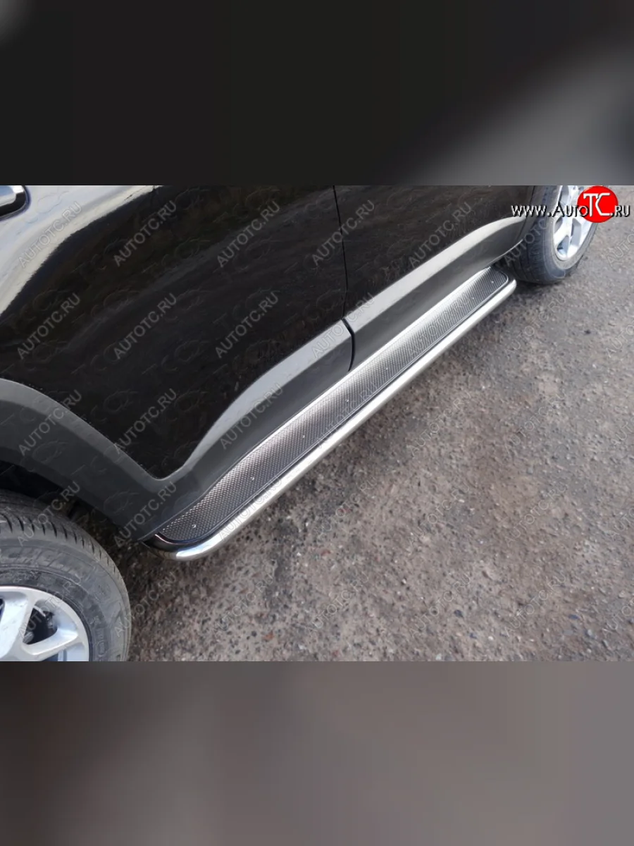 Пороги с площадкой 42,4 мм ТСС Тюнинг Jeep Renegade 1 BU дорестайлинг (2014-2020) (нержавейка)  в Керчи Республика Крым