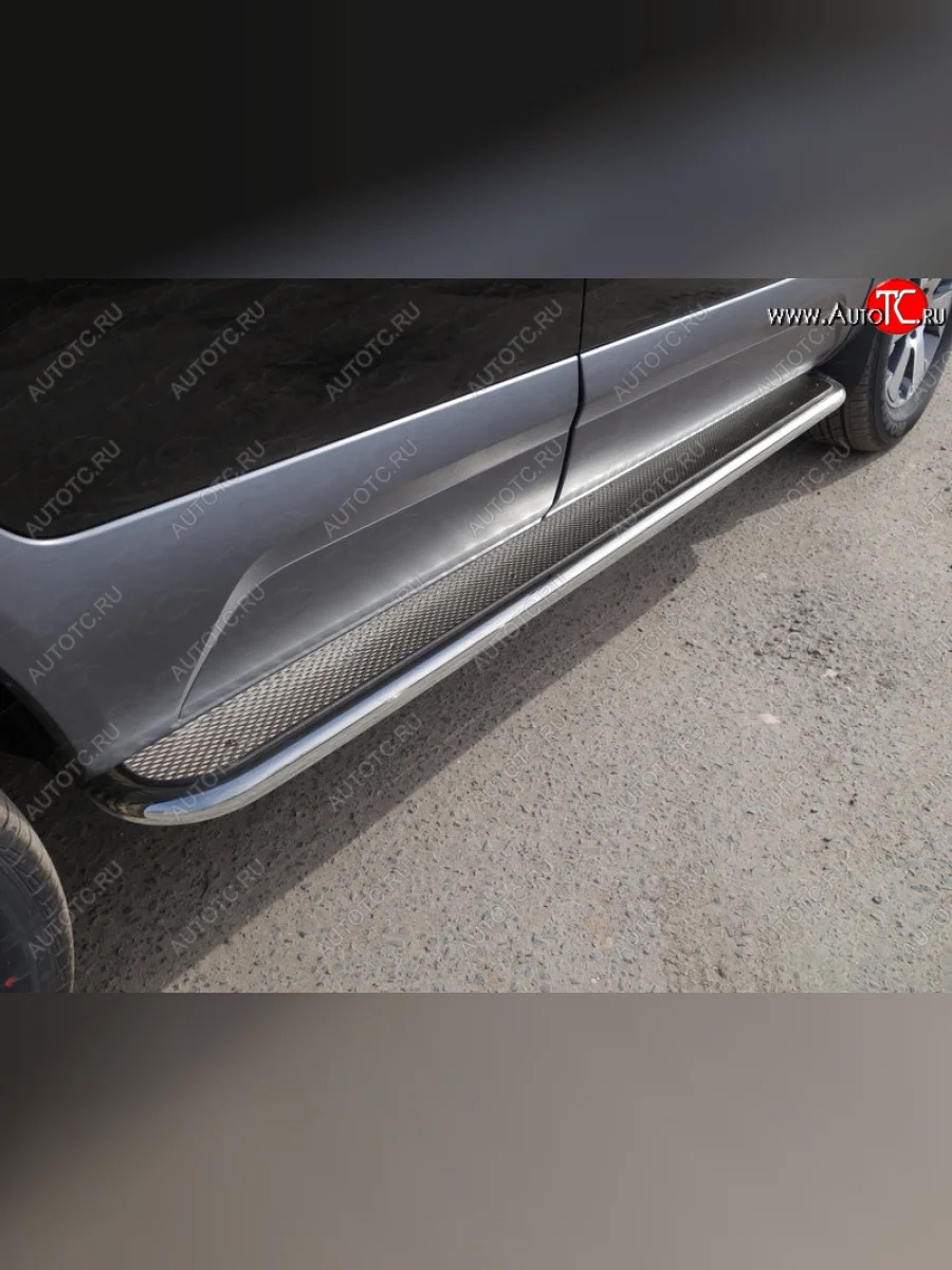 Пороги с площадкой 42,4 мм ТСС Тюнинг KIA Mohave HM рестайлинг (2017-2020) (нержавейка)  в Керчи Республика Крым