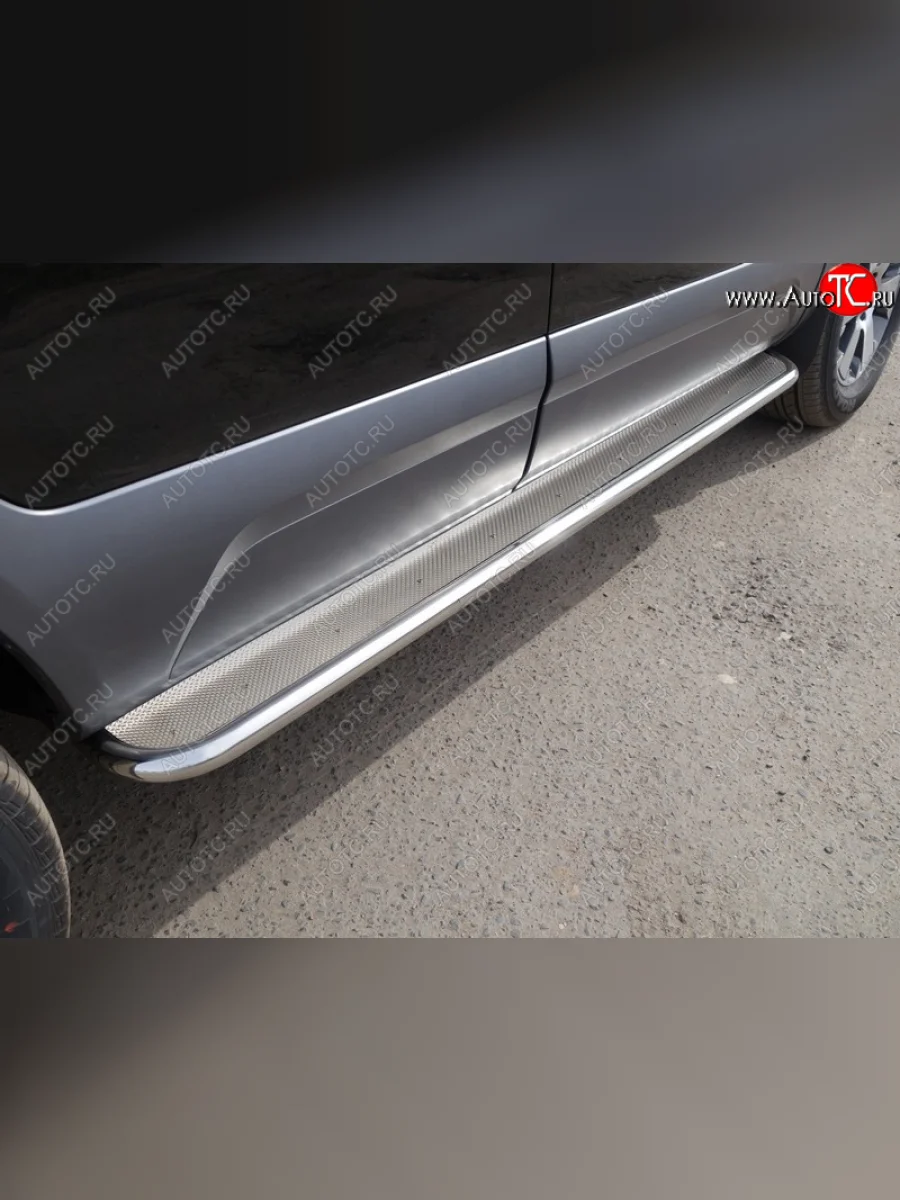 Пороги с площадкой 42,4 мм ТСС Тюнинг KIA Mohave HM2 (2019-2022) (нержавейка)  в Керчи Республика Крым