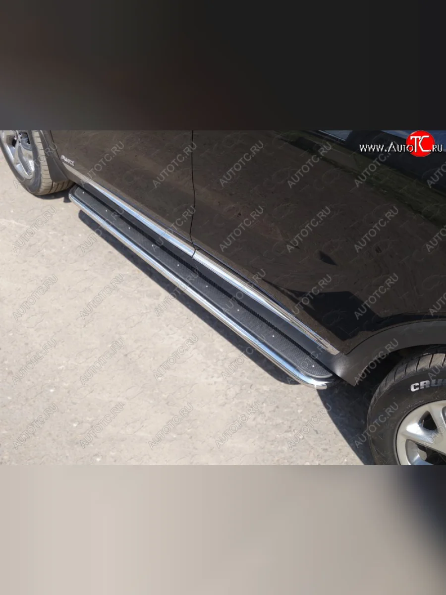 Пороги с площадкой 42,4 мм ТСС Тюнинг KIA Sorento UM/Prime дорестайлинг (2014-2018) (нержавейка)  в Самаре Самарской области