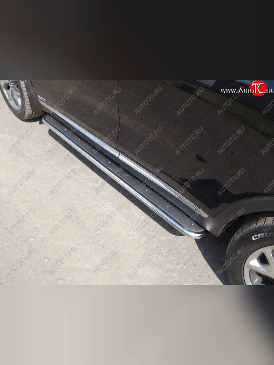 Пороги с площадкой 42,4 мм ТСС Тюнинг KIA Sorento UM/Prime рестайлинг (2018-2020) (нержавейка )  в Перми Пермском крае