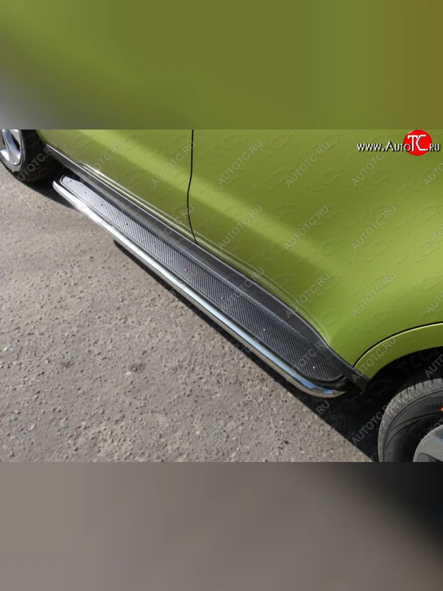Пороги с площадкой 42,4 мм ТСС Тюнинг KIA Soul PS дорестайлинг (2014-2016) (нержавейка)  в Воронеже Воронежской области