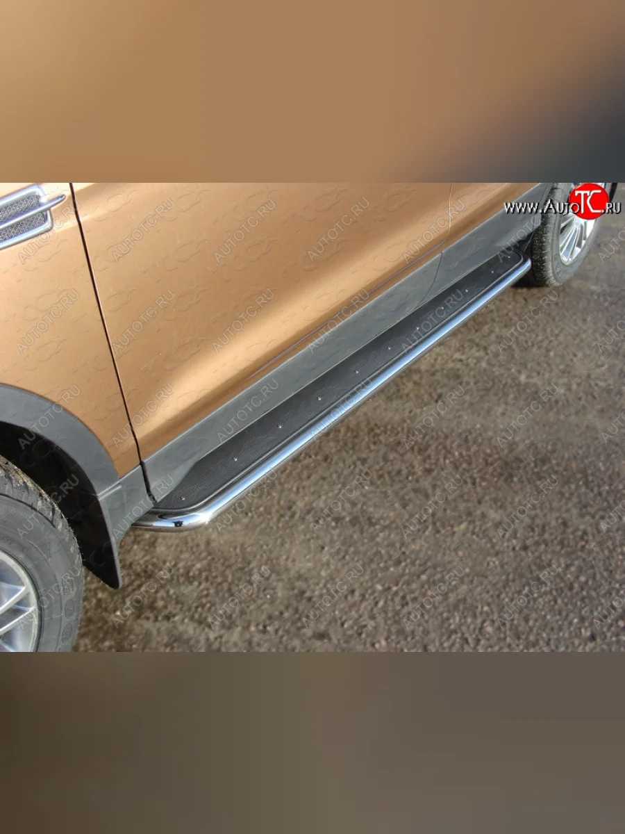 Пороги с площадкой 42,4 мм ТСС Тюнинг Ford Kuga 2 дорестайлинг (2013-2016) (нержавейка)  в Самаре Самарской области