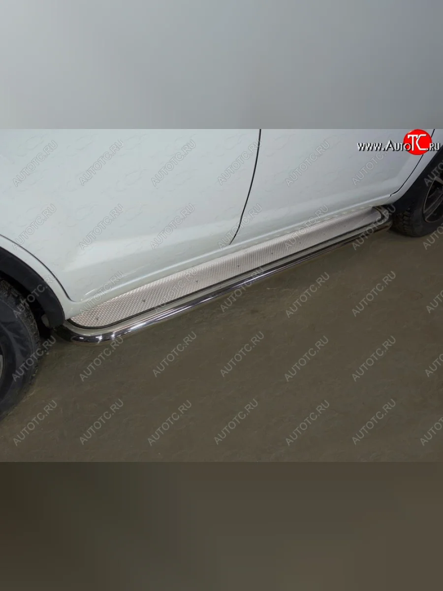 Пороги с площадкой 60,3 мм ТСС Тюнинг Lifan X60 2-ой рестайлинг (2016-2025) (нержавейка)  в Самаре Самарской области