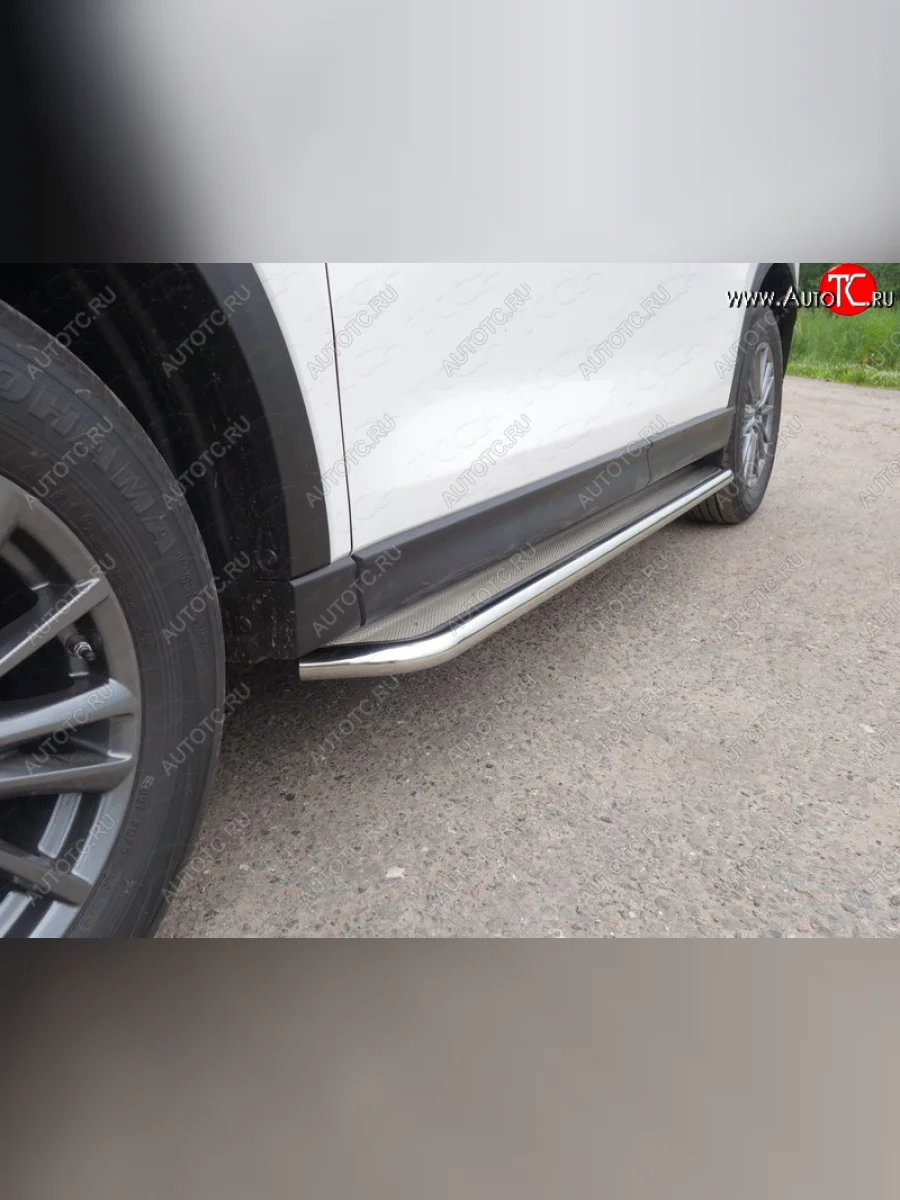 Пороги с площадкой 60,3 мм ТСС Тюнинг Mazda CX-5 KE дорестайлинг (2011-2014) (нержавейка)  в Самаре Самарской области