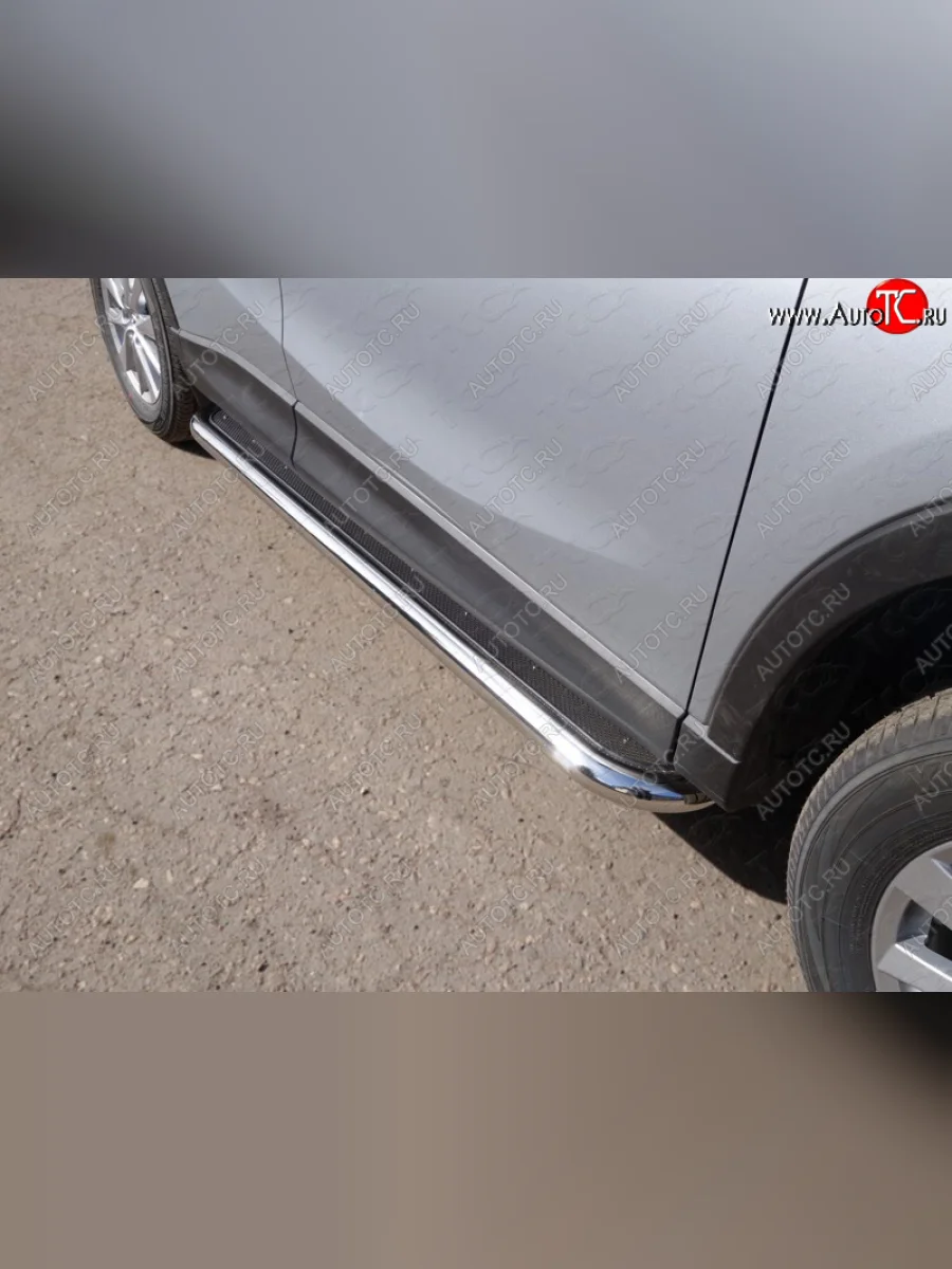 Пороги с площадкой 60,3 мм ТСС Тюнинг Mazda CX-5 KE рестайлинг (2015-2017) (нержавейка)  в Перми Пермском крае