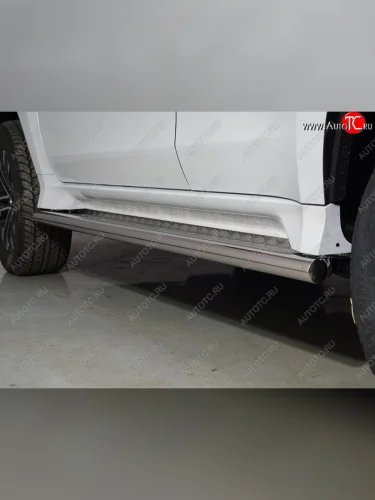 Пороги с площадкой 60,3 мм ТСС Тюнинг Mitsubishi Pajero Sport QF рестайлинг (2019-2022)