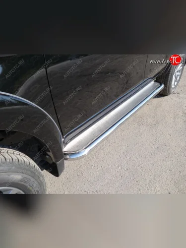 Пороги с площадкой 60,3 мм ТСС Тюнинг Mitsubishi L200 5 KK,KL рестайлинг (2018-2022)