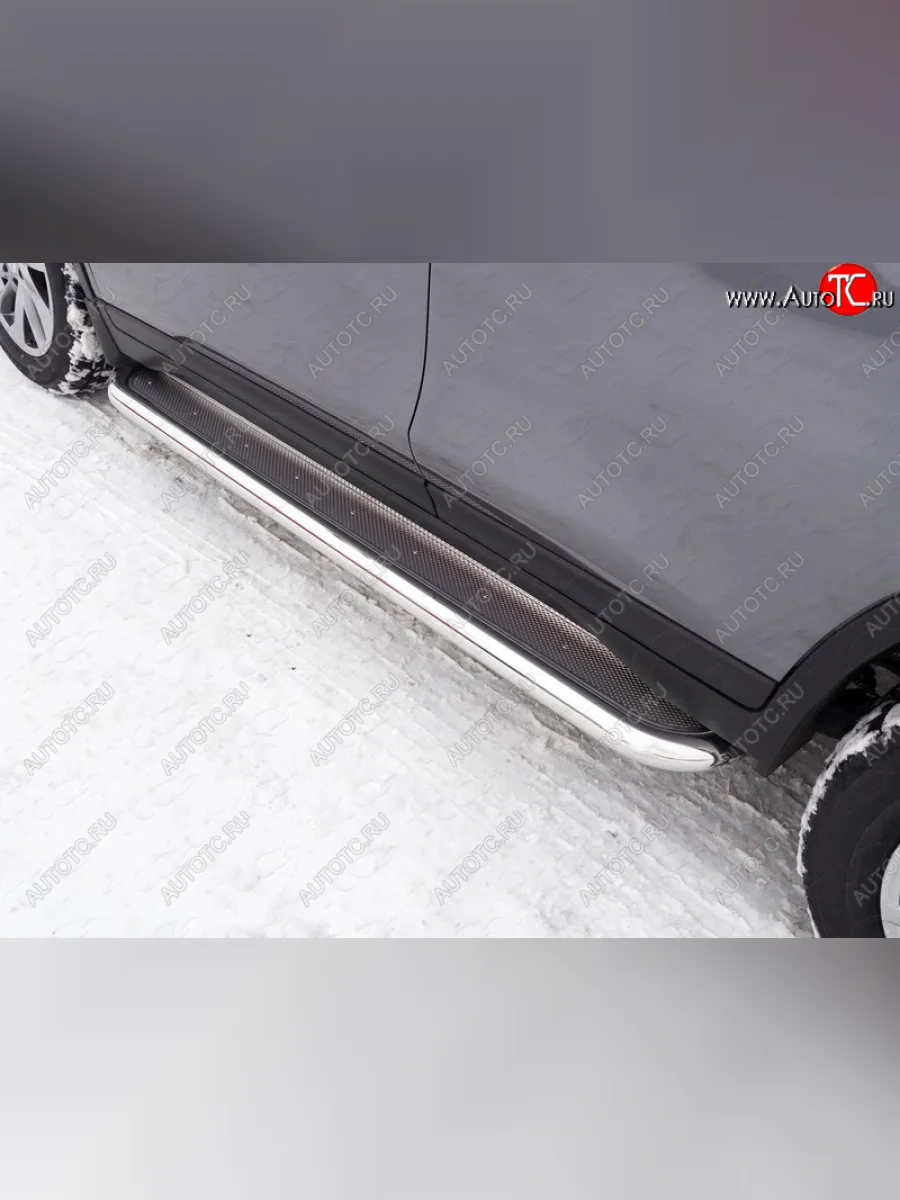 Пороги с площадкой 60,3 мм ТСС Тюнинг Nissan X-trail 3 T32 рестайлинг (2017-2022) (нержавейка)  в Самаре Самарской области