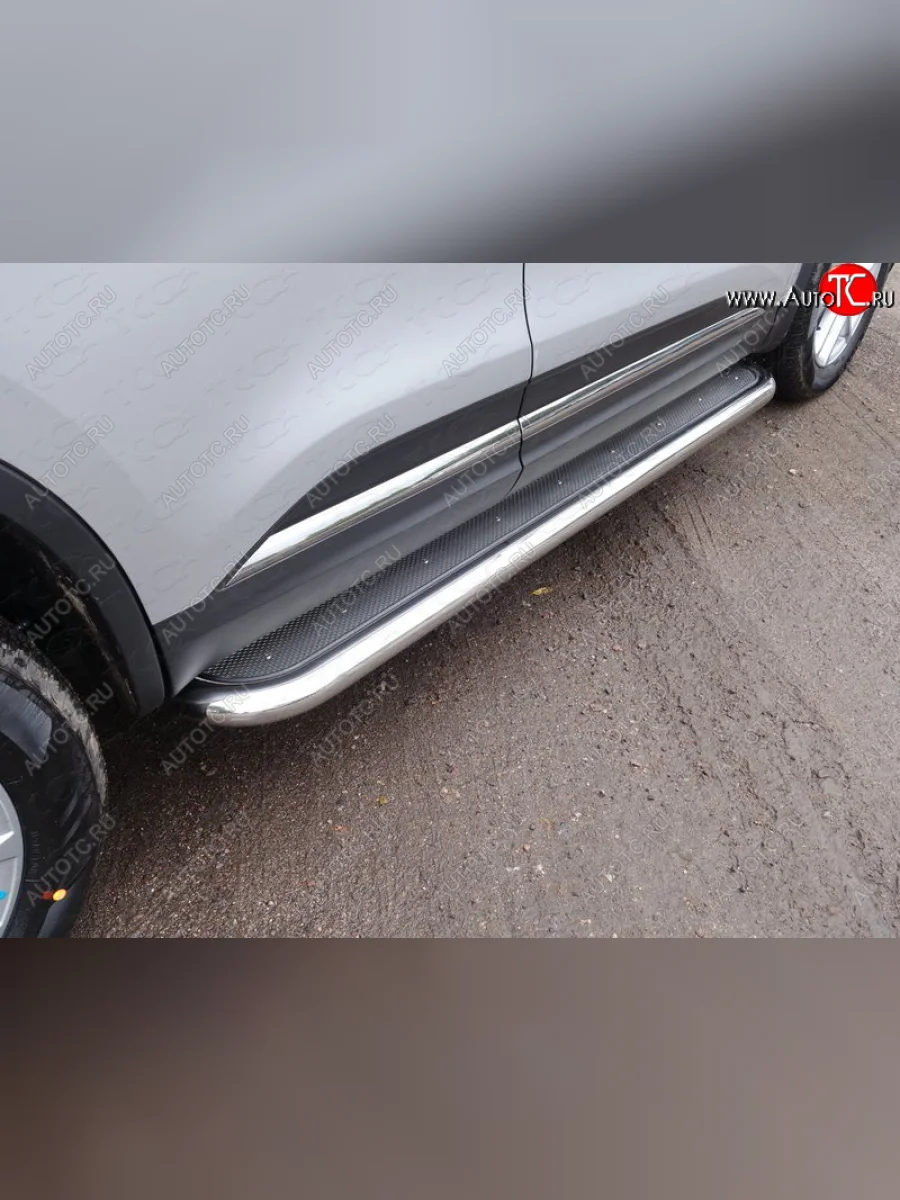 Пороги с площадкой 60,3 мм ТСС Тюнинг Renault Koleos 2 (2016-2025) (нержавейка)  в Самаре Самарской области