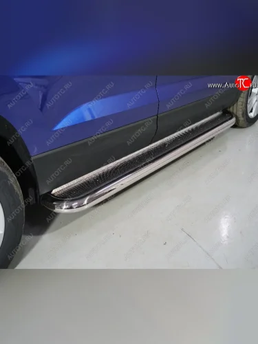 Пороги с площадкой 60,3 мм ТСС Тюнинг Skoda Karoq NU7 рестайлинг (2020-2025)