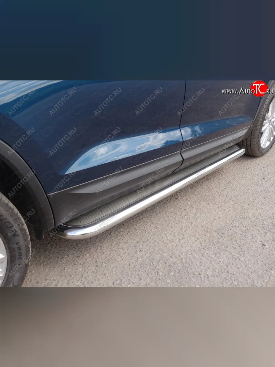 Пороги с площадкой 60,3 мм ТСС Тюнинг Skoda Kodiaq 1 NS7 дорестайлинг (2017-2021) (нержавейка)  в Воронеже Воронежской области