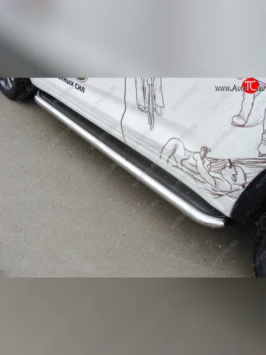 Пороги с площадкой 60,3 мм ТСС Тюнинг Toyota Highlander XU50 рестайлинг (2016-2020)