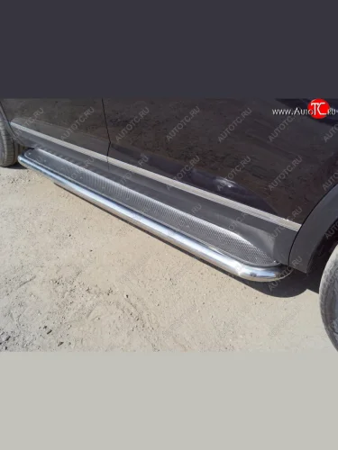 Пороги с площадкой 60,3 мм ТСС Тюнинг Volkswagen Teramont 1 CA1 дорестайлинг (2016-2020)