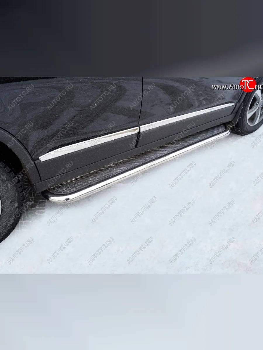 Пороги с площадкой 60,3 мм ТСС Тюнинг Haval M6 (2021-2025) (нержавейка)  в Керчи Республика Крым