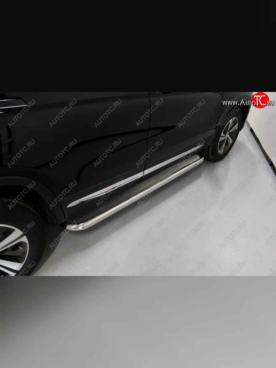 Пороги с площадкой 60,3 мм ТСС Тюнинг Changan CS75 1-ый рестайлинг (2018-2022) (нержавейка)  в Керчи Республика Крым