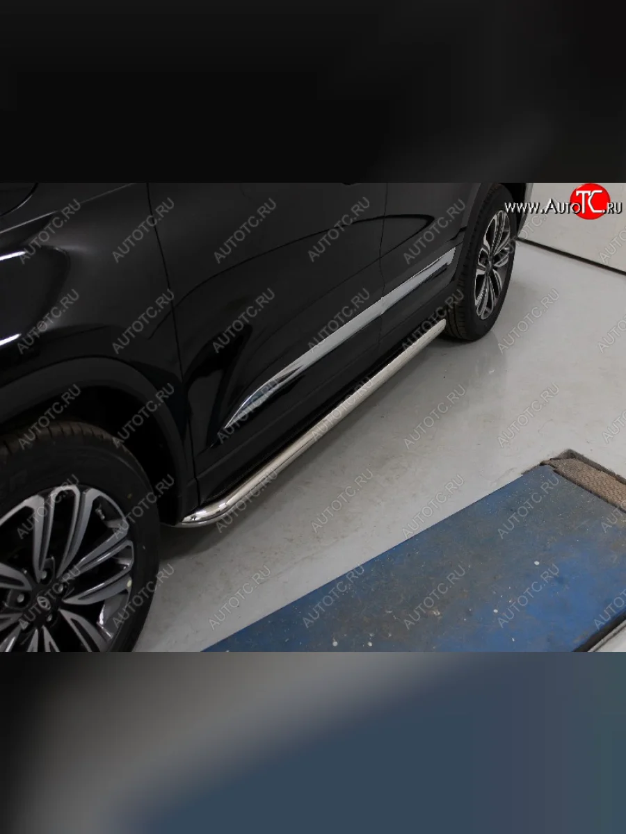 Пороги с площадкой 60,3 мм ТСС Тюнинг Chery Tiggo 8 1 T18 рестайлинг (2019-2023) (нержавейка)  с доставкой в г. Пермь