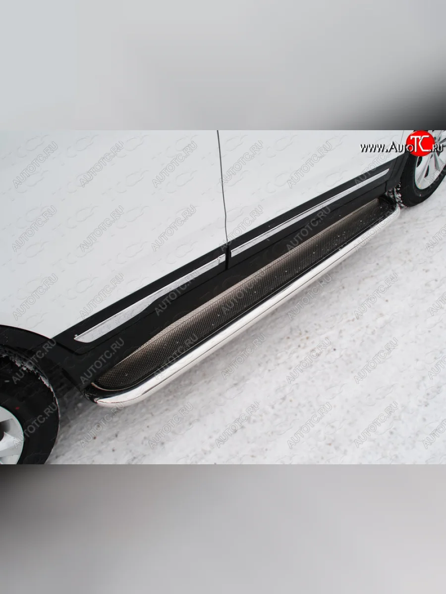 Пороги с площадкой 60,3 мм ТСС Тюнинг Chery Tiggo 5 (T21) дорестайлинг (2014-2017) (нержавейка)  в Самаре Самарской области