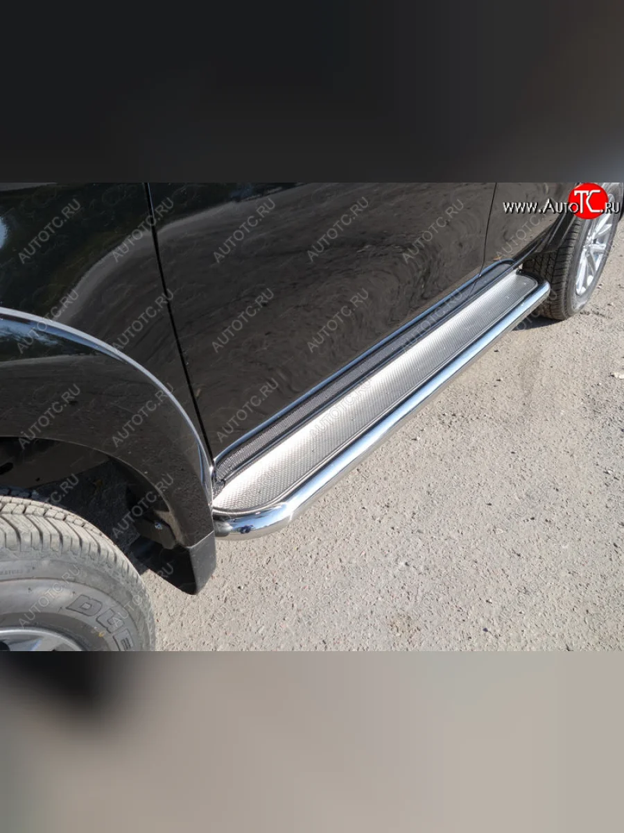 Пороги с площадкой 60,3 мм ТСС Тюнинг Fiat Fullback (2016-2018) (нержавейка)  в Керчи Республика Крым