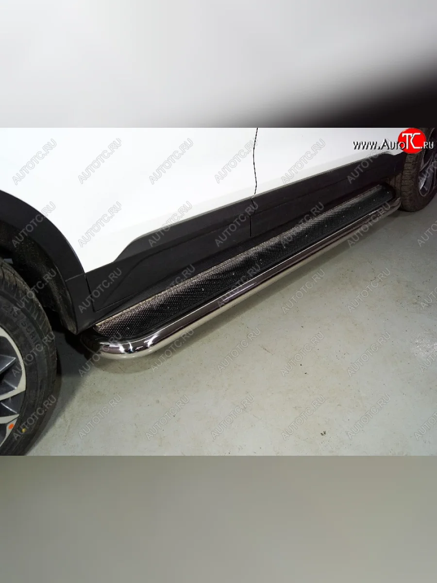 Пороги с площадкой 60,3 мм ТСС Тюнинг Geely Coolray SX11 дорестайлинг (2018-2023) (нержавейка)  в Перми Пермском крае