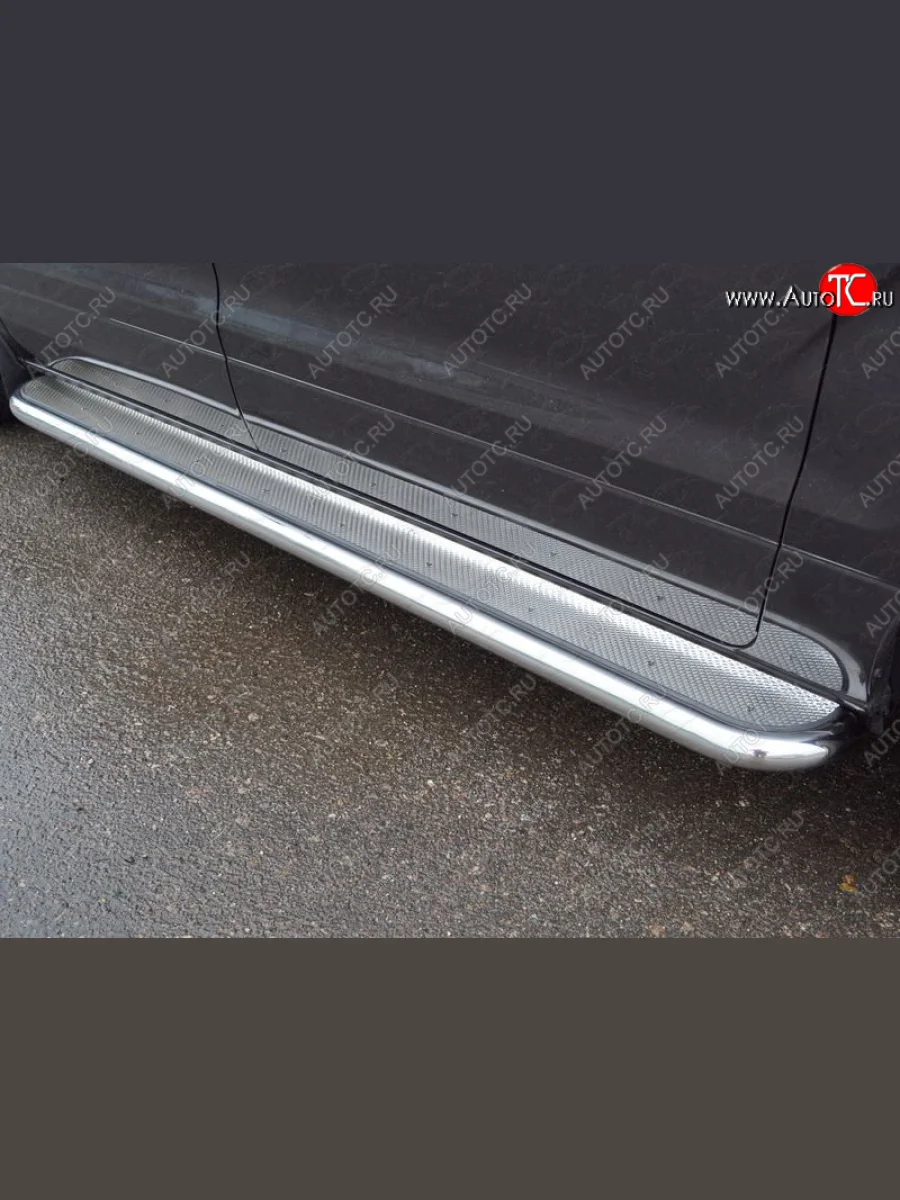 Пороги с площадкой 60,3 мм ТСС Тюнинг Hyundai Starex/Grand Starex/H1 TQ 2-ой рестайлинг (2017-2022) (нержавейка)  в Керчи Республика Крым