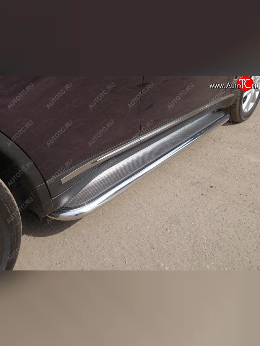 Пороги с площадкой 60,3 мм ТСС Тюнинг INFINITI Q70 Y51 рестайлинг (2015-2018) (нержавейка)  в Самаре Самарской области