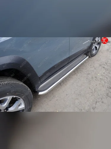 Пороги с площадкой (Trailhawk, 60,3 мм нержавейка) ТСС Тюнинг (лист нержавейка) Jeep Cherokee KL дорестайлинг (2014-2017)