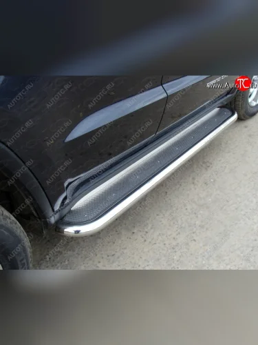 Пороги с площадкой 60,3 мм ТСС Тюнинг Jeep Grand Cherokee WK2 1-ый рестайлинг (2013-2018)