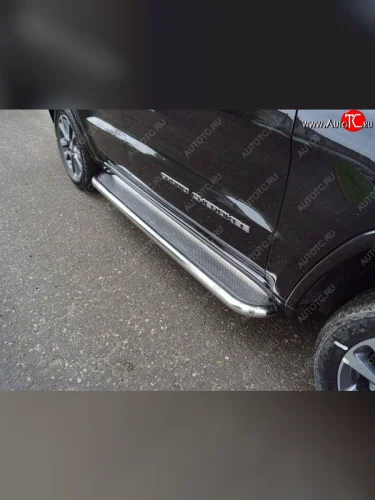 Пороги с площадкой 60,3 мм ТСС Тюнинг Jeep Grand Cherokee WK2 2-ой рестайлинг (2017-2022)