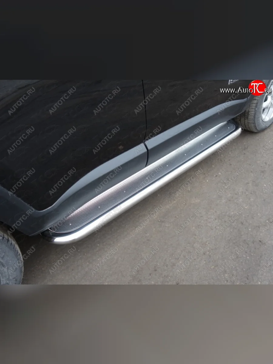 Пороги с площадкой 60,3 мм ТСС Тюнинг Jeep Renegade 1 BU дорестайлинг (2014-2020) (нержавейка)  в Керчи Республика Крым