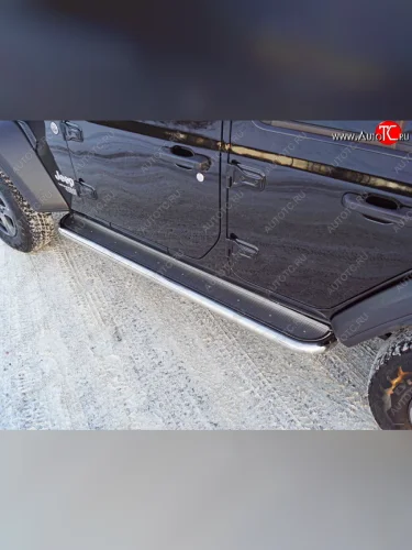 Пороги с площадкой 60,3 мм ТСС Тюнинг Jeep Wrangler JL 3 дв. дорестайлинг (2018-2024)