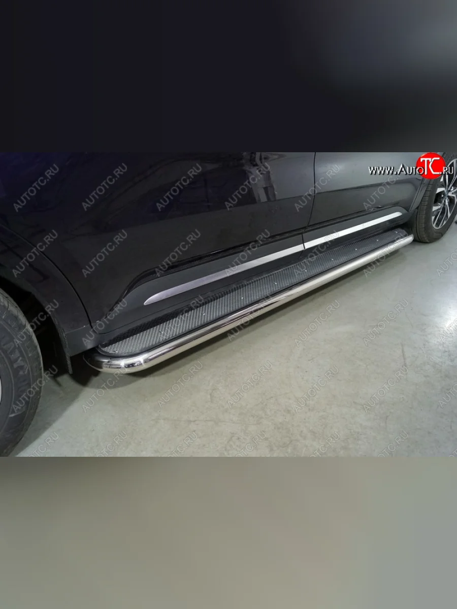 Пороги с площадкой 60,3 мм ТСС Тюнинг KIA Carnival KA4 минивэн дорестайлинг (2020-2023) (нержавейка)  с доставкой в г. Керчь